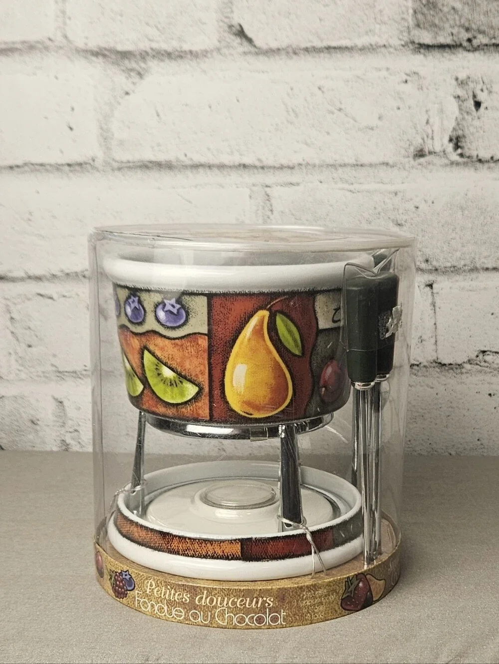 Vintage Jo!e Sweet Impressions Chocolate Fondue Set NIB Ceramic Dessert Warmer